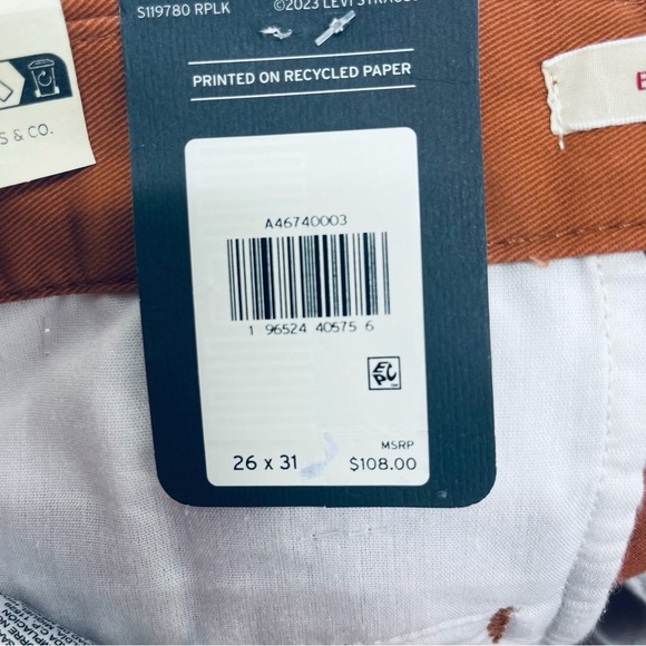 Levi’s Baggy Pans 26x31 Or 2 Women’s Trousers A Mid Rise Straight Leg Brown New - Picture 8 of 14